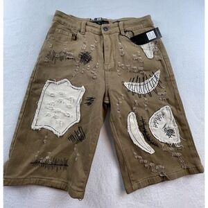 Waimea Brown Patched Shorts Size 20 Boys Skinny Fit NWT